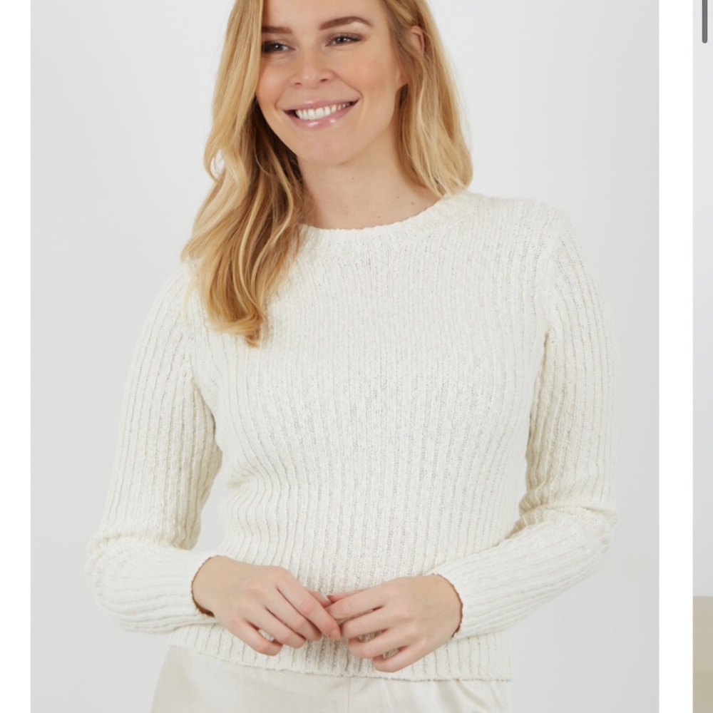 VINCE SIZE M Textured Rib Crew Off White sweater pullover crewneck